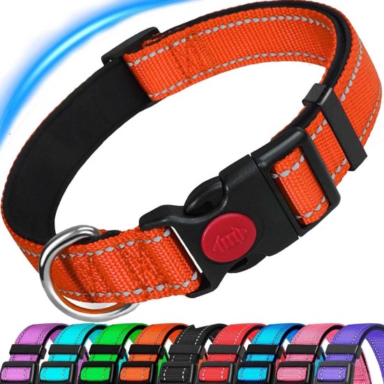 ATETEO Dog Collar, Reflective Adjustable Basic Dog Collar with Soft Neoprene Padding, Purple, Small, Medium, Large Dogs ATETEO Dog Collar, Reflective Adjustable Basic Dog Collar with Soft Neoprene Padding, Purple, Small, Medium, Large Dogs