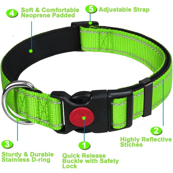 ATETEO Dog Collar, Reflective Adjustable Basic Dog Collar with Soft Neoprene Padding, Purple, Small, Medium, Large Dogs ATETEO Dog Collar, Reflective Adjustable Basic Dog Collar with Soft Neoprene Padding, Purple, Small, Medium, Large Dogs