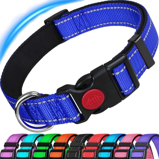 ATETEO Dog Collar, Reflective Adjustable Basic Dog Collar with Soft Neoprene Padding, Purple, Small, Medium, Large Dogs ATETEO Dog Collar, Reflective Adjustable Basic Dog Collar with Soft Neoprene Padding, Purple, Small, Medium, Large Dogs
