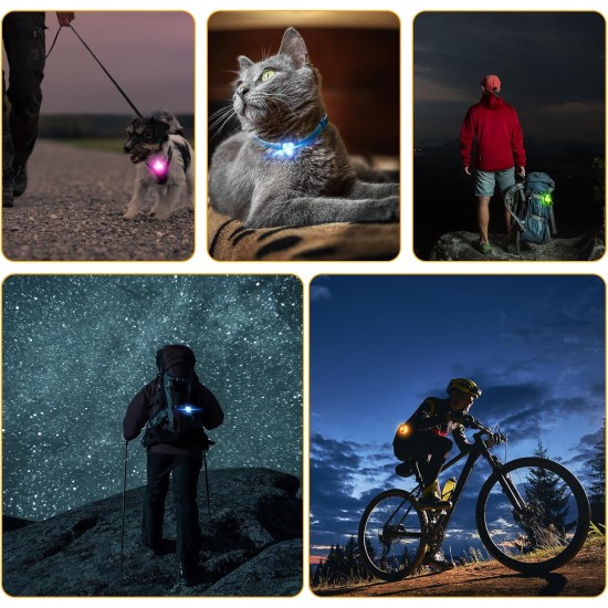 AUAUY Safety LED Flashing Light, 4 Modes Dog Light, IPX68 Waterproof Pet Lights, USB Rechargeable Dog Cat Light Pendant, Adjustable LED Light for Night Walks, Running, Camping AUAUY Safety LED Flashing Light, 4 Modes Dog Light, IPX68 Waterproof Pet Lights, USB Rechargeable Dog Cat Light Pendant, Adjustable LED Light for Night Walks, Running, Camping