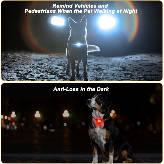 AUAUY Safety LED Flashing Light, 4 Modes Dog Light, IPX68 Waterproof Pet Lights, USB Rechargeable Dog Cat Light Pendant, Adjustable LED Light for Night Walks, Running, Camping AUAUY Safety LED Flashing Light, 4 Modes Dog Light, IPX68 Waterproof Pet Lights, USB Rechargeable Dog Cat Light Pendant, Adjustable LED Light for Night Walks, Running, Camping