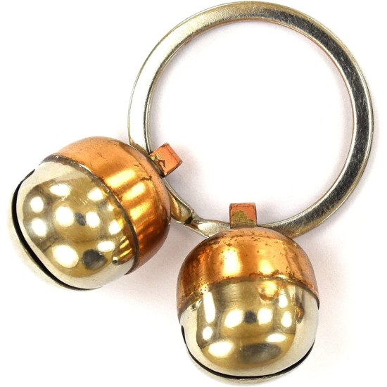Abdul of Sialkot Extra Loud Pair Cat & Dog Brass Silver Bells Collar Charm Pet Tracker Acorn Falconry Silver Bottom & Brass Top Abdul of Sialkot Extra Loud Pair Cat & Dog Brass Silver Bells Collar Charm Pet Tracker Acorn Falconry Silver Bottom & Brass Top