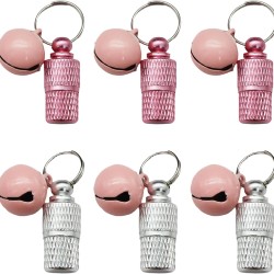 Address Tags for Cats and Dogs, Pack of 6, Stainless Steel Animal Tag with Key Rings with Bells for Dogs and Cats, Anti-Lost Name Plate for Name Tags, Rose Gold & Silver Address Tags for Cats and Dogs, Pack of 6, Stainless Steel Animal Tag with Key Rings with Bells for Dogs and Cats, Anti-Lost Name Plate for Name Tags, Rose Gold & Silver