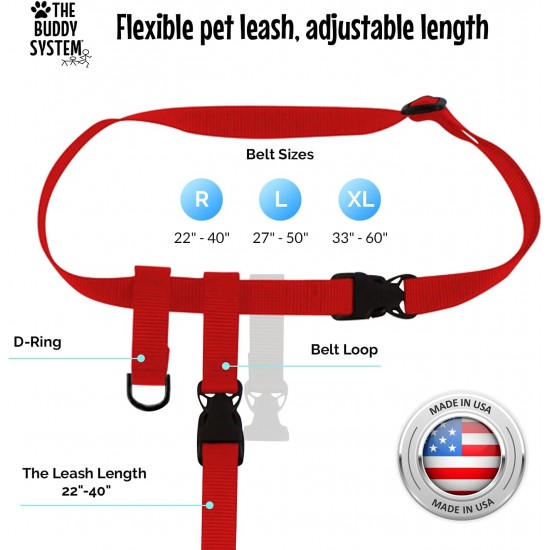 Adjustable Hands Dog Leash, Great Waist Leash for Running, Jogging And Training Servive Dog Made in USA by The Buddy System, Regular, Black Adjustable Hands Dog Leash, Great Waist Leash for Running, Jogging And Training Servive Dog Made in USA by The Buddy System, Regular, Black