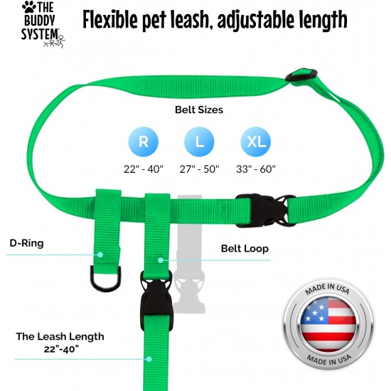 Adjustable Hands Dog Leash, Great Waist Leash for Running, Jogging And Training Servive Dog Made in USA by The Buddy System, Regular, Black Adjustable Hands Dog Leash, Great Waist Leash for Running, Jogging And Training Servive Dog Made in USA by The Buddy System, Regular, Black