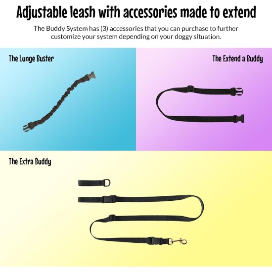 Adjustable Hands Dog Leash, Great Waist Leash for Running, Jogging And Training Servive Dog Made in USA by The Buddy System, Regular, Black Adjustable Hands Dog Leash, Great Waist Leash for Running, Jogging And Training Servive Dog Made in USA by The Buddy System, Regular, Black