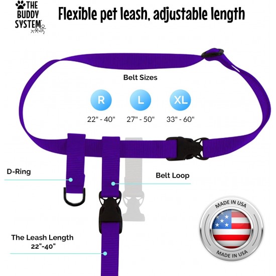 Adjustable Hands Dog Leash, Great Waist Leash for Running, Jogging And Training Servive Dog Made in USA by The Buddy System, Regular, Black Adjustable Hands Dog Leash, Great Waist Leash for Running, Jogging And Training Servive Dog Made in USA by The Buddy System, Regular, Black