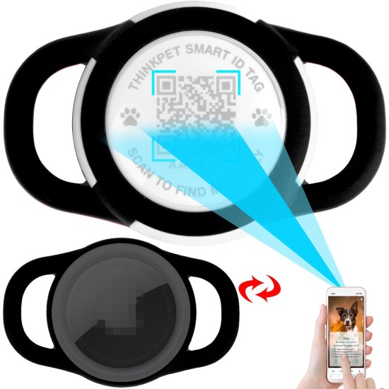 AirTag Dog Collar with QR Code Smart Pet ID Tag, Dual Loop Tracker Holder with Smart QR Code, Waterproof, Dustproof, Silent Airtag Holder, Small BlacK AirTag Dog Collar with QR Code Smart Pet ID Tag, Dual Loop Tracker Holder with Smart QR Code, Waterproof, Dustproof, Silent Airtag Holder, Small BlacK