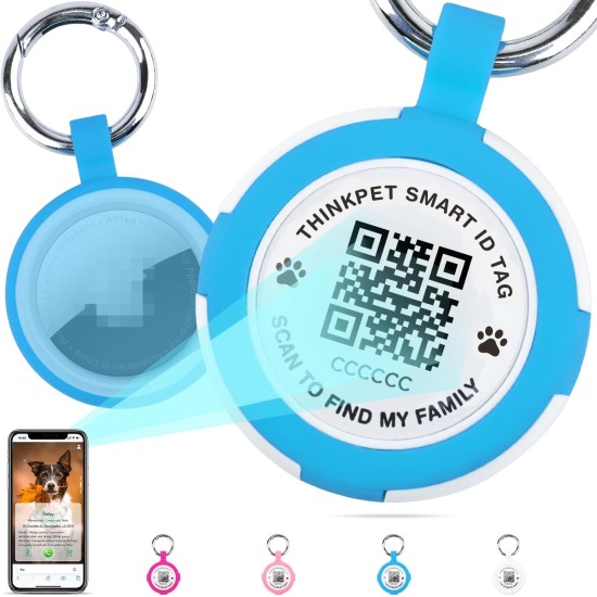 AirTag Holder with QR Code Smart Pet ID Tag, Customisable Pet ID with Anti-Lost O-Ring, Waterproof Dustproof Quiet Airtags Holder for Children, Pets, Bags, Keys, White AirTag Holder with QR Code Smart Pet ID Tag, Customisable Pet ID with Anti-Lost O-Ring, Waterproof Dustproof Quiet Airtags Holder for Children, Pets, Bags, Keys, White