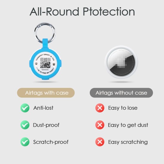 AirTag Holder with QR Code Smart Pet ID Tag, Customisable Pet ID with Anti-Lost O-Ring, Waterproof Dustproof Quiet Airtags Holder for Children, Pets, Bags, Keys, White AirTag Holder with QR Code Smart Pet ID Tag, Customisable Pet ID with Anti-Lost O-Ring, Waterproof Dustproof Quiet Airtags Holder for Children, Pets, Bags, Keys, White