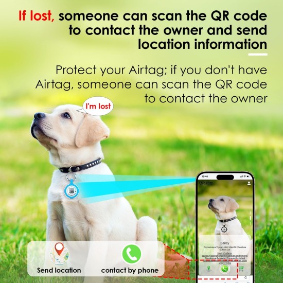 AirTag Holder with QR Code Smart Pet ID Tag, Customisable Pet ID with Anti-Lost O-Ring, Waterproof Dustproof Quiet Airtags Holder for Children, Pets, Bags, Keys, White AirTag Holder with QR Code Smart Pet ID Tag, Customisable Pet ID with Anti-Lost O-Ring, Waterproof Dustproof Quiet Airtags Holder for Children, Pets, Bags, Keys, White
