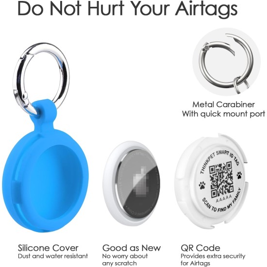 AirTag Holder with QR Code Smart Pet ID Tag, Customisable Pet ID with Anti-Lost O-Ring, Waterproof Dustproof Quiet Airtags Holder for Children, Pets, Bags, Keys, White AirTag Holder with QR Code Smart Pet ID Tag, Customisable Pet ID with Anti-Lost O-Ring, Waterproof Dustproof Quiet Airtags Holder for Children, Pets, Bags, Keys, White