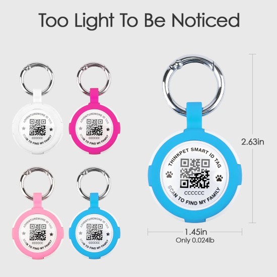 AirTag Holder with QR Code Smart Pet ID Tag, Customisable Pet ID with Anti-Lost O-Ring, Waterproof Dustproof Quiet Airtags Holder for Children, Pets, Bags, Keys, White AirTag Holder with QR Code Smart Pet ID Tag, Customisable Pet ID with Anti-Lost O-Ring, Waterproof Dustproof Quiet Airtags Holder for Children, Pets, Bags, Keys, White