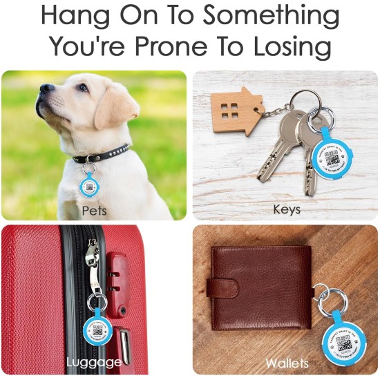 AirTag Holder with QR Code Smart Pet ID Tag, Customisable Pet ID with Anti-Lost O-Ring, Waterproof Dustproof Quiet Airtags Holder for Children, Pets, Bags, Keys, White AirTag Holder with QR Code Smart Pet ID Tag, Customisable Pet ID with Anti-Lost O-Ring, Waterproof Dustproof Quiet Airtags Holder for Children, Pets, Bags, Keys, White