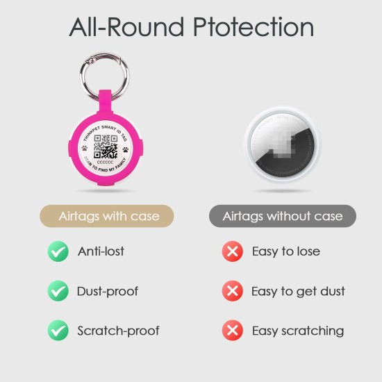 AirTag Holder with QR Code Smart Pet ID Tag, Customisable Pet ID with Anti-Lost O-Ring, Waterproof Dustproof Quiet Airtags Holder for Children, Pets, Bags, Keys, White AirTag Holder with QR Code Smart Pet ID Tag, Customisable Pet ID with Anti-Lost O-Ring, Waterproof Dustproof Quiet Airtags Holder for Children, Pets, Bags, Keys, White