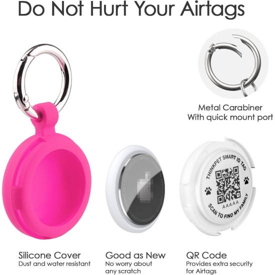 AirTag Holder with QR Code Smart Pet ID Tag, Customisable Pet ID with Anti-Lost O-Ring, Waterproof Dustproof Quiet Airtags Holder for Children, Pets, Bags, Keys, White AirTag Holder with QR Code Smart Pet ID Tag, Customisable Pet ID with Anti-Lost O-Ring, Waterproof Dustproof Quiet Airtags Holder for Children, Pets, Bags, Keys, White