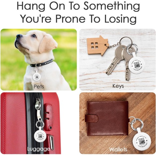 AirTag Holder with QR Code Smart Pet ID Tag, Customisable Pet ID with Anti-Lost O-Ring, Waterproof Dustproof Quiet Airtags Holder for Children, Pets, Bags, Keys, White AirTag Holder with QR Code Smart Pet ID Tag, Customisable Pet ID with Anti-Lost O-Ring, Waterproof Dustproof Quiet Airtags Holder for Children, Pets, Bags, Keys, White