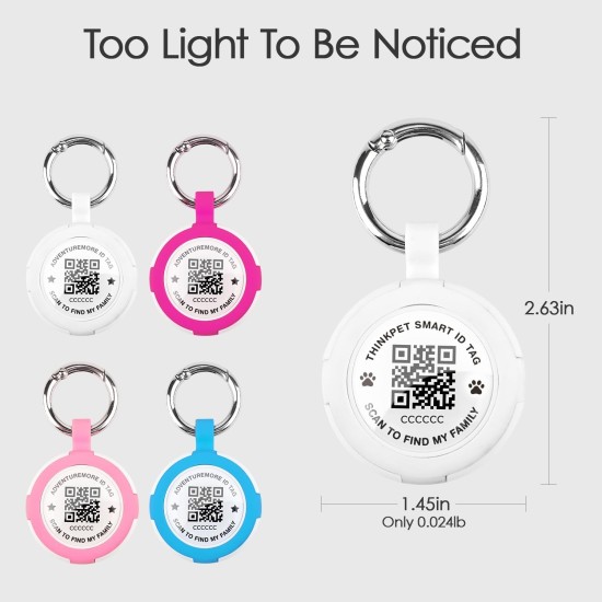 AirTag Holder with QR Code Smart Pet ID Tag, Customisable Pet ID with Anti-Lost O-Ring, Waterproof Dustproof Quiet Airtags Holder for Children, Pets, Bags, Keys, White AirTag Holder with QR Code Smart Pet ID Tag, Customisable Pet ID with Anti-Lost O-Ring, Waterproof Dustproof Quiet Airtags Holder for Children, Pets, Bags, Keys, White