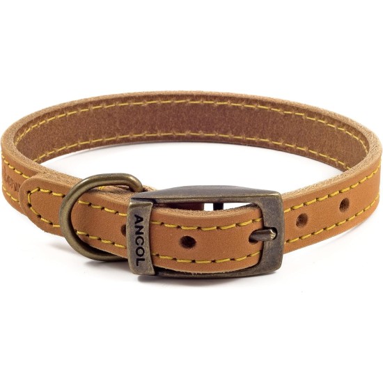 Ancol Timberwolf Leather Dog Collar, 20-26 cm, Mustard Ancol Timberwolf Leather Dog Collar, 20-26 cm, Mustard