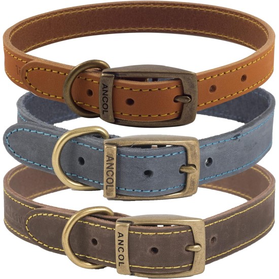 Ancol Timberwolf Leather Dog Collar, 20-26 cm, Mustard Ancol Timberwolf Leather Dog Collar, 20-26 cm, Mustard