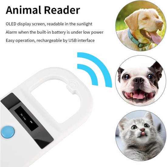 Animal Chip Reader Pet Microchip Scanner, Rechargeable Animal Chip Reader FDX-B (ISO11784/11785) and EMID Microchip Handheld Radio Frequency Identification Reader Animal Chip Reader Pet Microchip Scanner, Rechargeable Animal Chip Reader FDX-B (ISO11784/11785) and EMID Microchip Handheld Radio Frequency Identification Reader