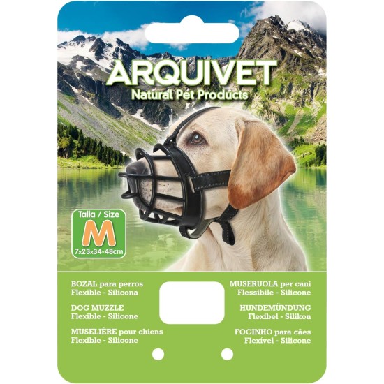 Arquivet Flexible Silicone Dog Muzzle for Panting, Drinking and Treats - Large - Black Arquivet Flexible Silicone Dog Muzzle for Panting, Drinking and Treats - Large - Black