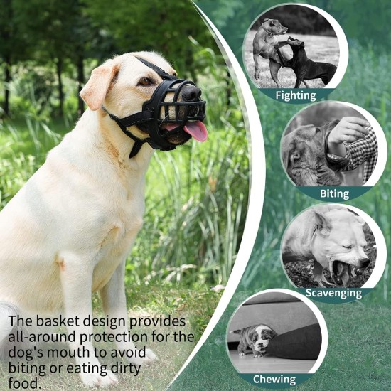 BARKLESS Dog Muzzle Silicone Basket for Small Medium Large Dogs, Soft Cage Mouth Cover Prevents Biting and Chewing, Allows Drinking Panting, Suitable for German Shepherd BARKLESS Dog Muzzle Silicone Basket for Small Medium Large Dogs, Soft Cage Mouth Cover Prevents Biting and Chewing, Allows Drinking Panting, Suitable for German Shepherd