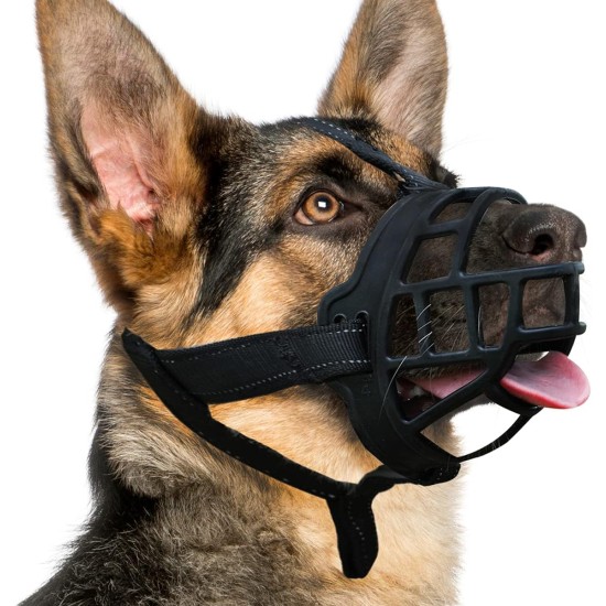 BARKLESS Dog Muzzle Silicone Basket for Small Medium Large Dogs, Soft Cage Mouth Cover Prevents Biting and Chewing, Allows Drinking Panting, Suitable for German Shepherd BARKLESS Dog Muzzle Silicone Basket for Small Medium Large Dogs, Soft Cage Mouth Cover Prevents Biting and Chewing, Allows Drinking Panting, Suitable for German Shepherd