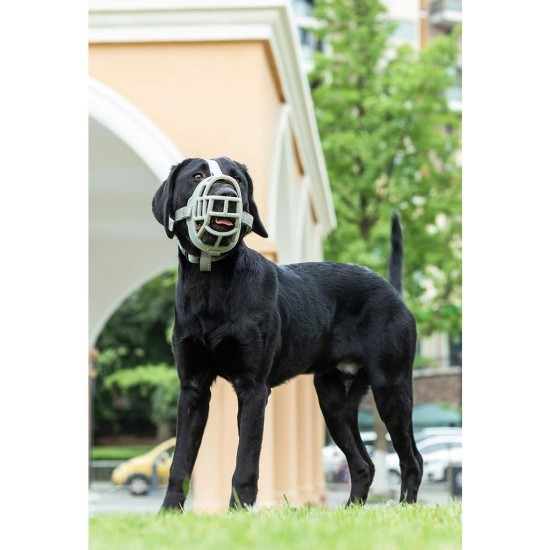BARKLESS Dog Muzzle, Soft Silicone Basket Muzzle for Dogs, Allows Panting and Drinking, Prevents Unwanted Barking, Biting and Chewing, Includes Collar and Training Guide BARKLESS Dog Muzzle, Soft Silicone Basket Muzzle for Dogs, Allows Panting and Drinking, Prevents Unwanted Barking, Biting and Chewing, Includes Collar and Training Guide