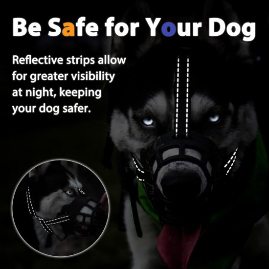 BARKLESS Dog Muzzle, Soft Silicone Basket Muzzle for Dogs, Allows Panting and Drinking, Prevents Unwanted Barking, Biting and Chewing, Includes Collar and Training Guide BARKLESS Dog Muzzle, Soft Silicone Basket Muzzle for Dogs, Allows Panting and Drinking, Prevents Unwanted Barking, Biting and Chewing, Includes Collar and Training Guide
