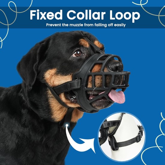 BARKLESS Dog Muzzle Soft Silicone Dog Muzzle Prevent Biting Chewing and Barking Allows Drinking and Panting Used with Collar BARKLESS Dog Muzzle Soft Silicone Dog Muzzle Prevent Biting Chewing and Barking Allows Drinking and Panting Used with Collar