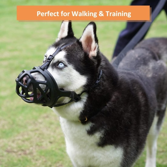BARKLESS Dog Muzzle for Dogs, Basket Muzzle for Biting, Chewing and Carving, Humane Cage Mouth Cover, Perfect for Grooming and Training, Medium, Aggressive Reactive Dogs BARKLESS Dog Muzzle for Dogs, Basket Muzzle for Biting, Chewing and Carving, Humane Cage Mouth Cover, Perfect for Grooming and Training, Medium, Aggressive Reactive Dogs