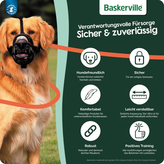 BASKERVILLE CLASSIC MUZZLE - Allows Panting and Drinking, Prevents Biting and Browsing for Food, Ideal for Dogs with Long Noses, Training Muzzle for Medium Dogs (Size 7) BASKERVILLE CLASSIC MUZZLE - Allows Panting and Drinking, Prevents Biting and Browsing for Food, Ideal for Dogs with Long Noses, Training Muzzle for Medium Dogs (Size 7)