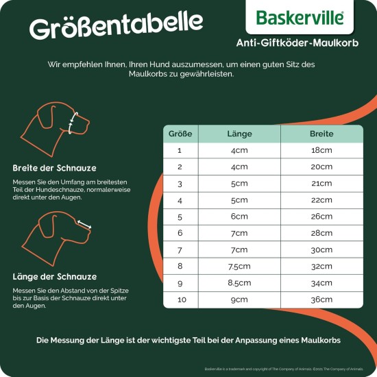 BASKERVILLE CLASSIC MUZZLE - Allows Panting and Drinking, Prevents Biting and Browsing for Food, Ideal for Dogs with Long Noses, Training Muzzle for Medium Dogs (Size 7) BASKERVILLE CLASSIC MUZZLE - Allows Panting and Drinking, Prevents Biting and Browsing for Food, Ideal for Dogs with Long Noses, Training Muzzle for Medium Dogs (Size 7)
