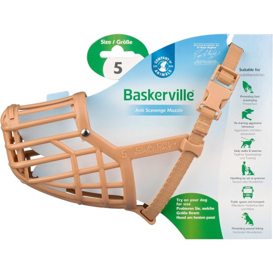 BASKERVILLE CLASSIC MUZZLE - Allows Panting and Drinking, Prevents Biting and Browsing for Food, Ideal for Dogs with Long Noses, Training Muzzle for Large Dogs (Size 9) BASKERVILLE CLASSIC MUZZLE - Allows Panting and Drinking, Prevents Biting and Browsing for Food, Ideal for Dogs with Long Noses, Training Muzzle for Large Dogs (Size 9)
