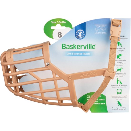 BASKERVILLE CLASSIC MUZZLE - Allows Panting and Drinking, Prevents Biting and Browsing for Food, Ideal for Dogs with Long Noses, Training Muzzle for Large Dogs (Size 9) BASKERVILLE CLASSIC MUZZLE - Allows Panting and Drinking, Prevents Biting and Browsing for Food, Ideal for Dogs with Long Noses, Training Muzzle for Large Dogs (Size 9)