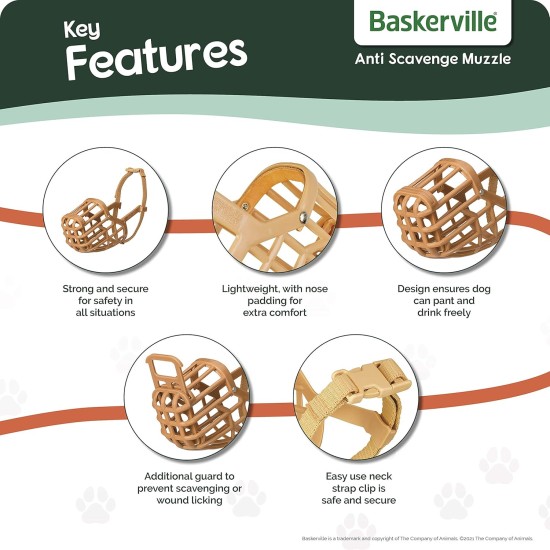 BASKERVILLE CLASSIC MUZZLE - Allows Panting and Drinking, Prevents Biting and Browsing for Food, Ideal for Dogs with Long Noses, Training Muzzle for Large Dogs (Size 9) BASKERVILLE CLASSIC MUZZLE - Allows Panting and Drinking, Prevents Biting and Browsing for Food, Ideal for Dogs with Long Noses, Training Muzzle for Large Dogs (Size 9)