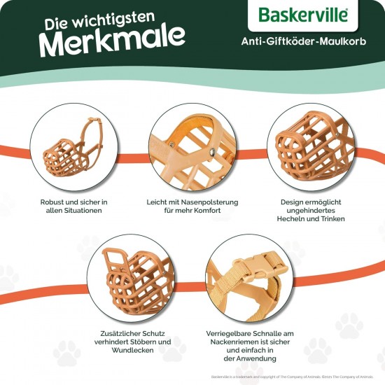 BASKERVILLE CLASSIC MUZZLE - Allows Panting and Drinking, Prevents Biting and Browsing for Food, Ideal for Dogs with Long Noses, Training Muzzle for Large Dogs (Size 9) BASKERVILLE CLASSIC MUZZLE - Allows Panting and Drinking, Prevents Biting and Browsing for Food, Ideal for Dogs with Long Noses, Training Muzzle for Large Dogs (Size 9)