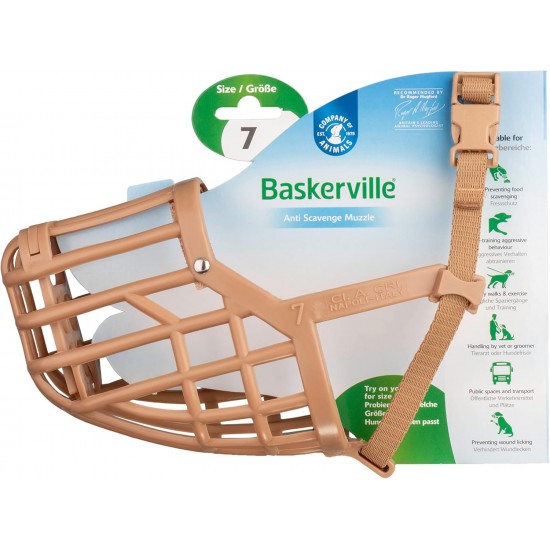 BASKERVILLE CLASSIC MUZZLE - Allows Panting and Drinking, Prevents Biting and Browsing for Food, Ideal for Dogs with Long Noses, Training Muzzle for Large Dogs (Size 9) BASKERVILLE CLASSIC MUZZLE - Allows Panting and Drinking, Prevents Biting and Browsing for Food, Ideal for Dogs with Long Noses, Training Muzzle for Large Dogs (Size 9)