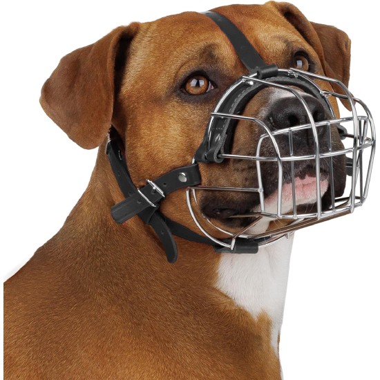 BRONZEDOG Dog Muzzle Wire Basket Metal Mask for Small, Medium and Large Dogs, Breathable, Dog Can Drink, Adjustable, Padded, Training, Prevents Biting (Size 2: Jack Russell Terrier) BRONZEDOG Dog Muzzle Wire Basket Metal Mask for Small, Medium and Large Dogs, Breathable, Dog Can Drink, Adjustable, Padded, Training, Prevents Biting (Size 2: Jack Russell Terrier)
