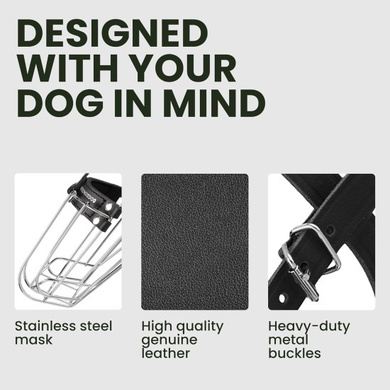 BRONZEDOG Dog Muzzle Wire Basket Metal Mask for Small, Medium and Large Dogs, Breathable, Dog Can Drink, Adjustable, Padded, Training, Prevents Biting (Size 2: Jack Russell Terrier) BRONZEDOG Dog Muzzle Wire Basket Metal Mask for Small, Medium and Large Dogs, Breathable, Dog Can Drink, Adjustable, Padded, Training, Prevents Biting (Size 2: Jack Russell Terrier)