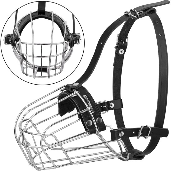 BRONZEDOG Dog Muzzle Wire Basket Metal Mask for Small, Medium and Large Dogs, Breathable, Dog Can Drink, Adjustable, Padded, Training, Prevents Biting (Size 2: Jack Russell Terrier) BRONZEDOG Dog Muzzle Wire Basket Metal Mask for Small, Medium and Large Dogs, Breathable, Dog Can Drink, Adjustable, Padded, Training, Prevents Biting (Size 2: Jack Russell Terrier)