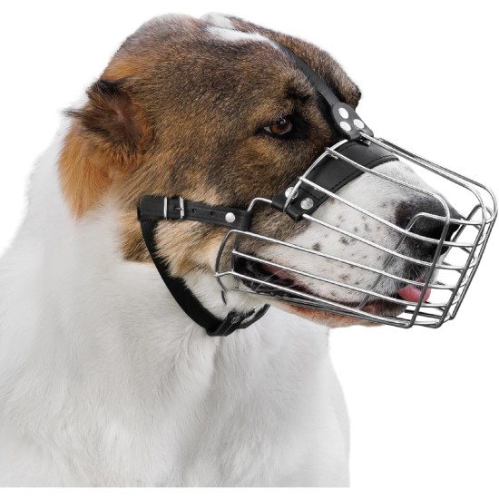 BRONZEDOG Dog Muzzle Wire Basket Metal Mask for Small, Medium and Large Dogs, Breathable, Dog Can Drink, Adjustable, Padded, Training, Prevents Biting (Size 2: Jack Russell Terrier) BRONZEDOG Dog Muzzle Wire Basket Metal Mask for Small, Medium and Large Dogs, Breathable, Dog Can Drink, Adjustable, Padded, Training, Prevents Biting (Size 2: Jack Russell Terrier)