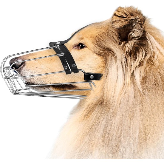 BRONZEDOG Dog Muzzle Wire Basket Metal Mask for Small, Medium and Large Dogs, Breathable, Dog Can Drink, Adjustable, Padded, Training, Prevents Biting (Size 2: Jack Russell Terrier) BRONZEDOG Dog Muzzle Wire Basket Metal Mask for Small, Medium and Large Dogs, Breathable, Dog Can Drink, Adjustable, Padded, Training, Prevents Biting (Size 2: Jack Russell Terrier)
