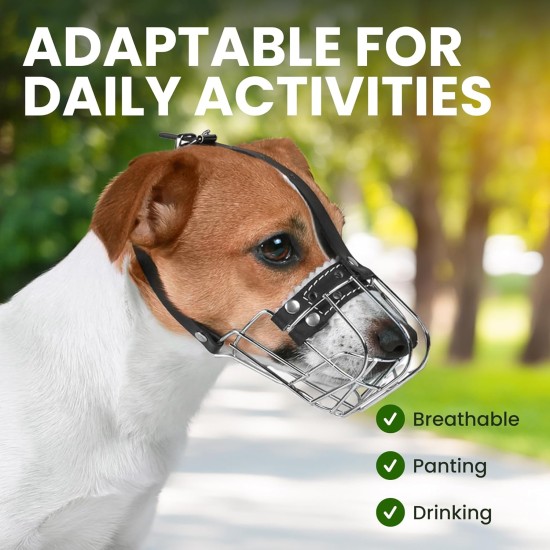 BRONZEDOG Dog Muzzle Wire Basket Metal Mask for Small, Medium and Large Dogs, Breathable, Dog Can Drink, Adjustable, Padded, Training, Prevents Biting (Size 2: Jack Russell Terrier) BRONZEDOG Dog Muzzle Wire Basket Metal Mask for Small, Medium and Large Dogs, Breathable, Dog Can Drink, Adjustable, Padded, Training, Prevents Biting (Size 2: Jack Russell Terrier)