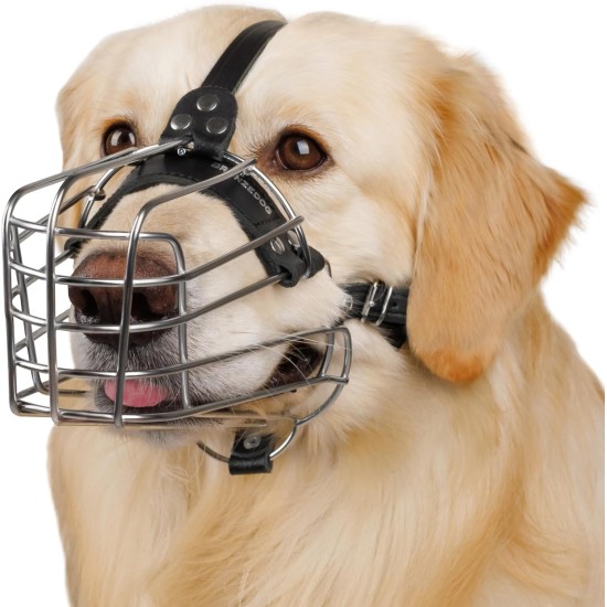 BRONZEDOG Dog Muzzle Wire Basket Metal Mask for Small, Medium and Large Dogs, Breathable, Dog Can Drink, Adjustable, Padded, Training, Prevents Biting (Size 2: Jack Russell Terrier) BRONZEDOG Dog Muzzle Wire Basket Metal Mask for Small, Medium and Large Dogs, Breathable, Dog Can Drink, Adjustable, Padded, Training, Prevents Biting (Size 2: Jack Russell Terrier)