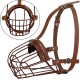 BRONZEDOG Metal Dog Muzzle - Amstaff Wire Basket with Adjustable Leather Straps for Large Dogs BRONZEDOG Metal Dog Muzzle - Amstaff Wire Basket with Adjustable Leather Straps for Large Dogs