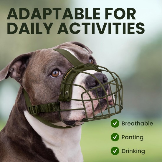 BRONZEDOG Muzzle for Pitbull Dog Made of Breathable Metal Basket for Large Dogs Amstaff Staffordshire Terrier Biting Chewing Barking BRONZEDOG Muzzle for Pitbull Dog Made of Breathable Metal Basket for Large Dogs Amstaff Staffordshire Terrier Biting Chewing Barking