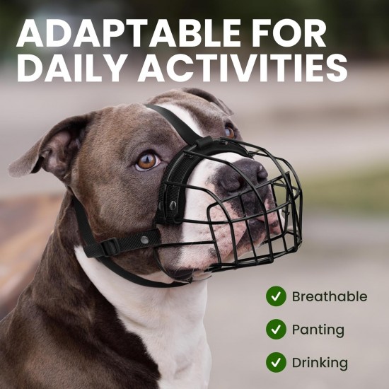 BRONZEDOG Muzzle for Pitbull Dog Made of Breathable Metal Basket for Large Dogs Amstaff Staffordshire Terrier Biting Chewing Barking BRONZEDOG Muzzle for Pitbull Dog Made of Breathable Metal Basket for Large Dogs Amstaff Staffordshire Terrier Biting Chewing Barking