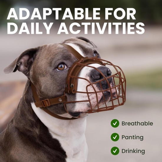 BRONZEDOG Muzzle for Pitbull Dog Made of Breathable Metal Basket for Large Dogs Amstaff Staffordshire Terrier Biting Chewing Barking BRONZEDOG Muzzle for Pitbull Dog Made of Breathable Metal Basket for Large Dogs Amstaff Staffordshire Terrier Biting Chewing Barking